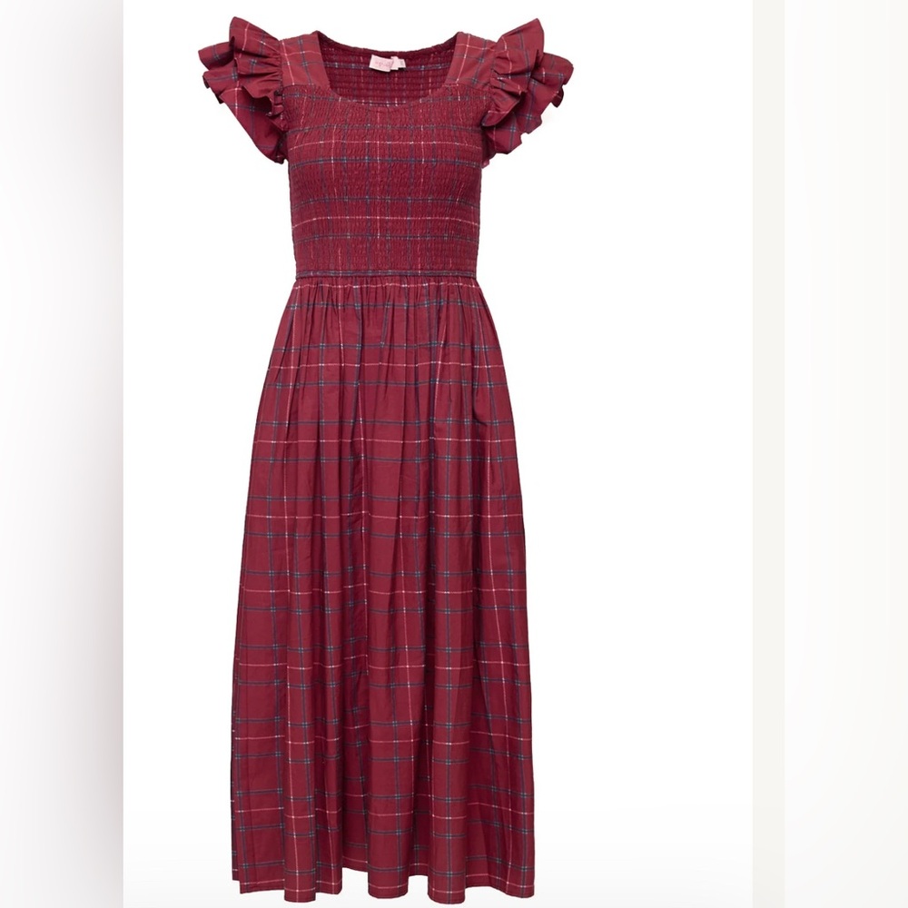 NWT IVY CITY CO DRESS IN BURGUNDY PLAID